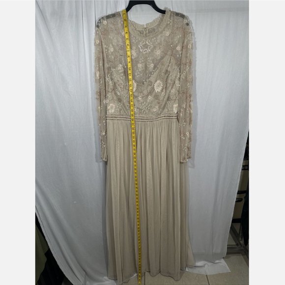 NWT $598 Mac Duggal [ 22 ] Embellished Illusion‎ High Neck Gown in Vanilla Cream - Picture 13 of 16